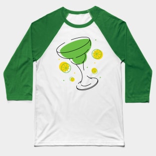 Margarita Lime Line Art Baseball T-Shirt
